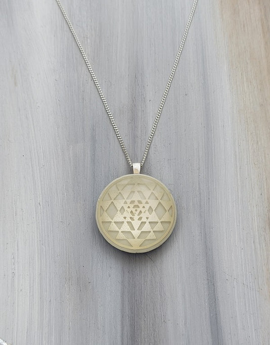 Silver Sri Yantra - silver chain