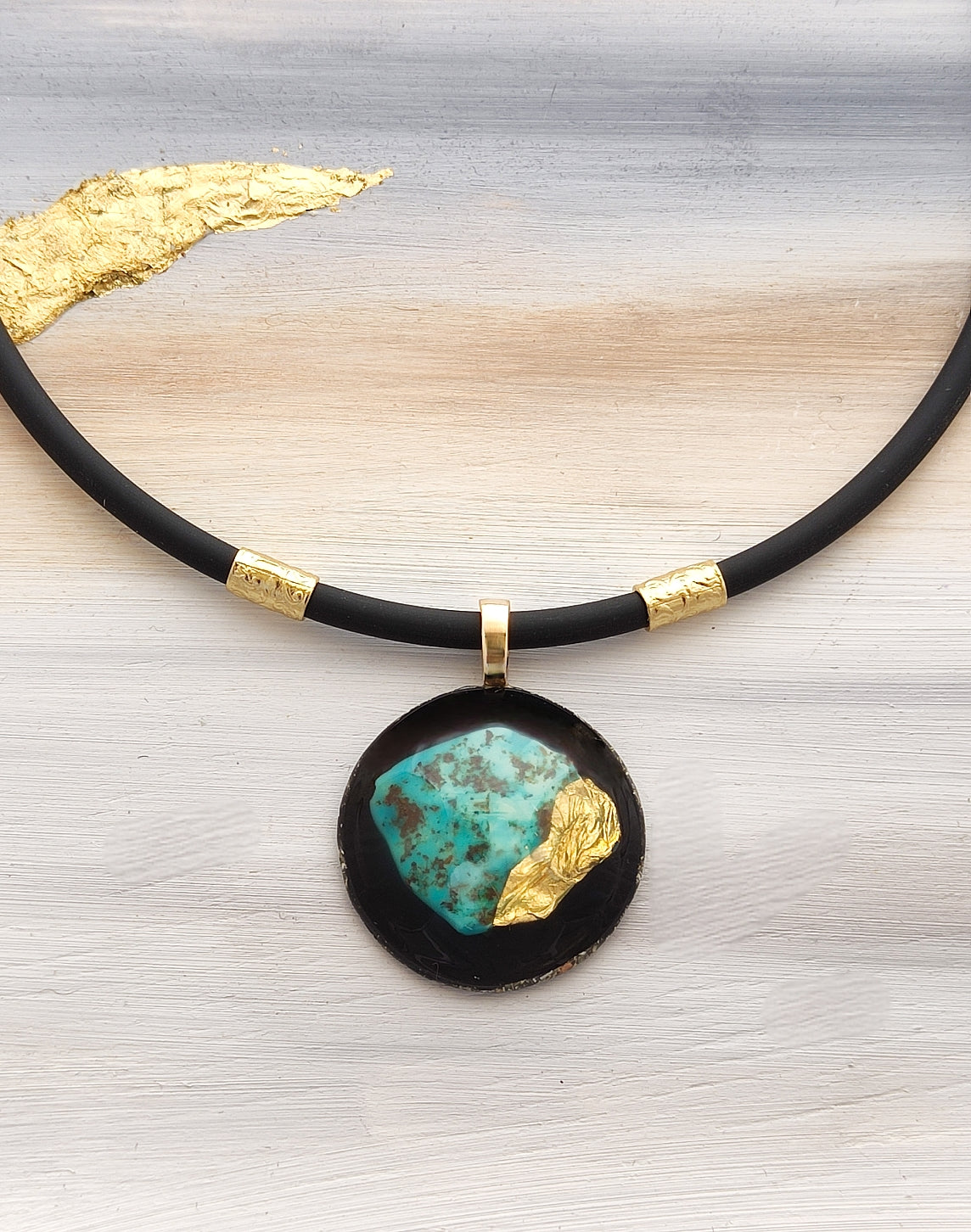 Orgonite-Turquoise jewelry  covered with gold or silver leaf