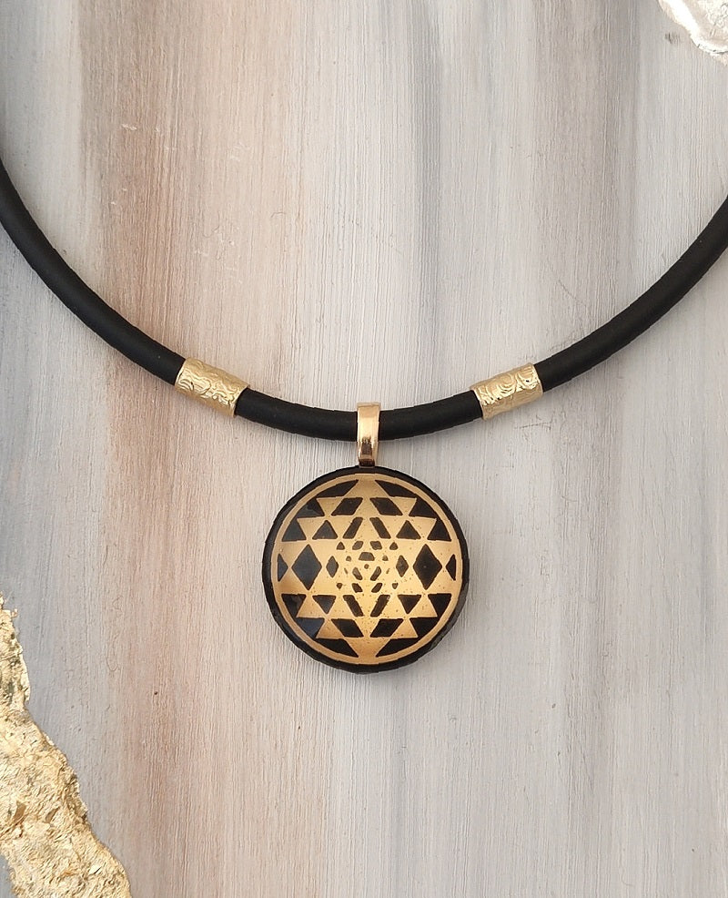 Gilded Sri Yantra - Silicon collar