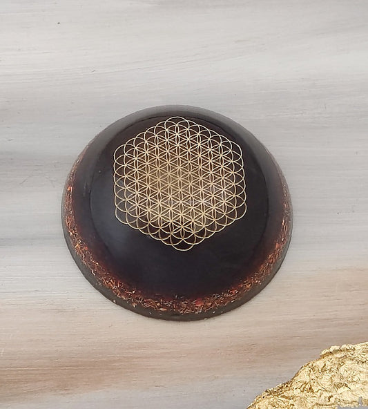 Flower of Life Orgonite Room-Harmonizer large, brown