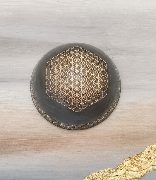 Flower of Life Orgonite Room-Harmonizer large, grey metallic