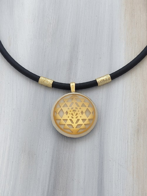 Gilded Sri Yantra - Silicon collar